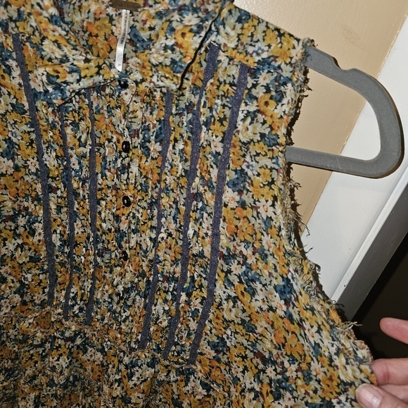 Free People Micro Floral Sleeveless Tunic Tank Boho SZ S/P - Picture 3 of 4